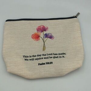 New Floral Canvas Pouch with Inspirational Quote